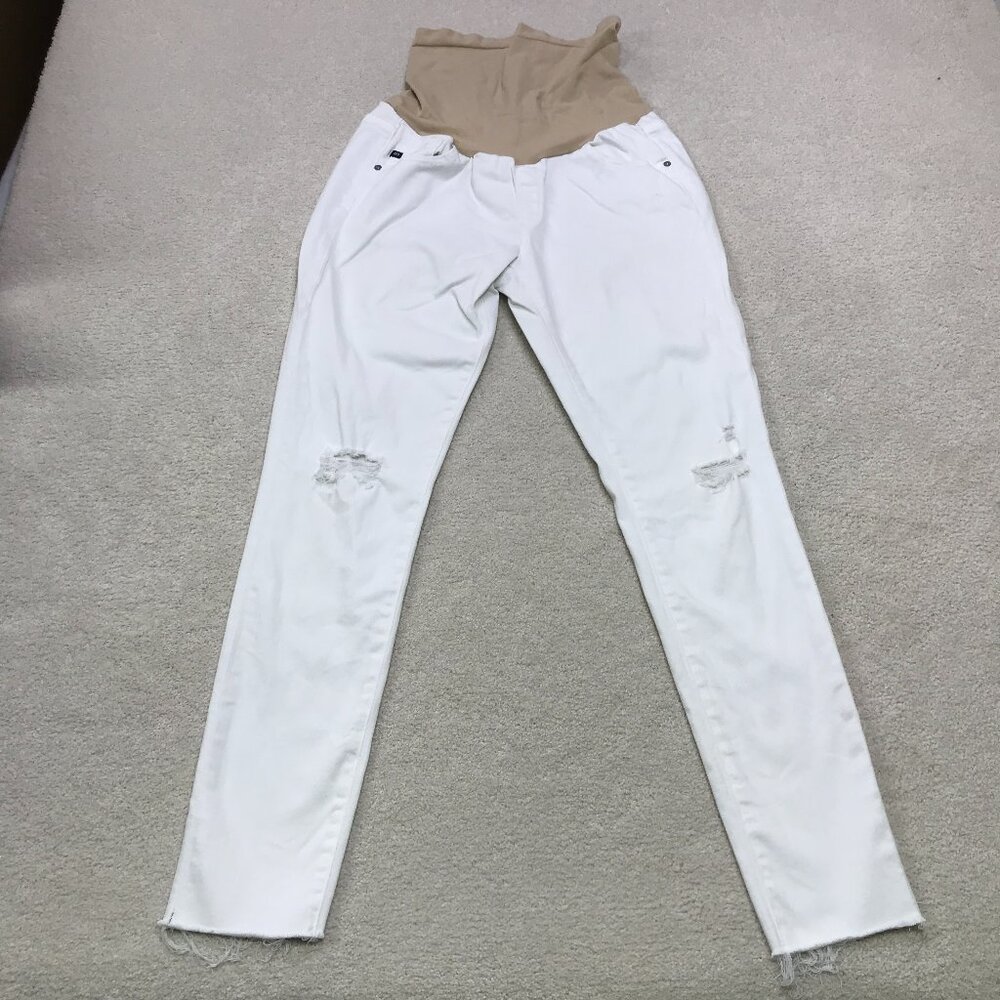 AG Adriano Goldschmied Maternity Skinny Jeans Women 30R White Raw Hem Distressed